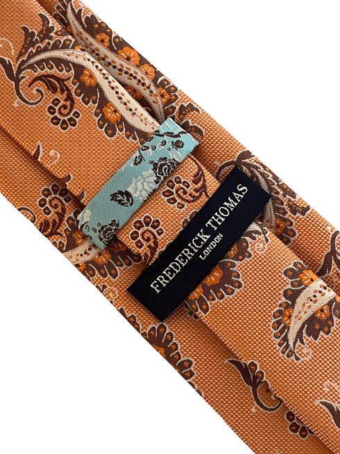 Apricot peach orange paisley  necktie